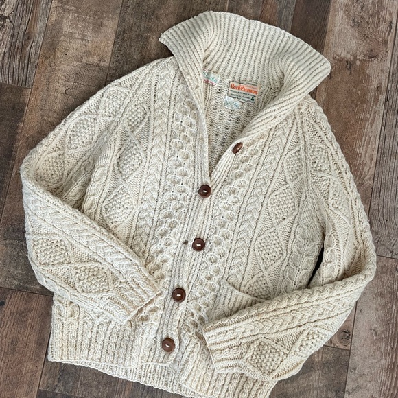 Vintage Sweaters - Vintage Irish Knit Shawl Collar Cardigan Ireland